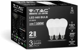 V-TAC 15W E27 meleg fehér A65 LED égő csomag (3 db) - SKU 212819 (212819)