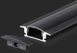 V-TAC fekete színű süllyeszthető alumínium LED szalag profil fedlappal 2m - SKU 2875 (2875)