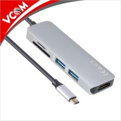 Vcom USB3.1 Type-C apa - HDMI anya+USB3.0*2+Micro SD+SD Kábel Átalakító (CU430M)