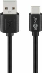 Goobay 55468 USB-A apa - USB-C apa 2.0 Adat és töltőkábel - Fekete (1.8m) (55468)