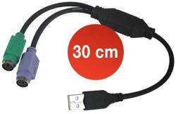 Gembird USB 2.0 A - 2db PS/2 M/F adapter 0.3m fekete UAPS12-BK (UAPS12-BK)
