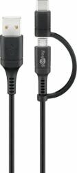 Goobay 71892 USB-A apa - microUSB-B/USB-C apa 2.0 Adat és töltő kábel - Fekete (71892)