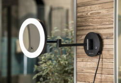 SAPHO fali kozmetikai tükör LED világítással, 3x-os nagyítással fekete MW855 (MW855)