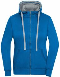 James & Nicholson (Daiber) Női kapucnis cipzáros pulóver JN962 - Kobaltszín / szürke melírozott | M (1-JN962-1700588)