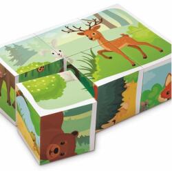 Dino Cuburi de lemn Animale din pădure - 6 cuburi (DN381102)