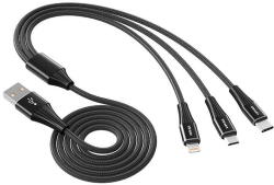 Vipfan X16 3w1 USB-C/Lightning/Micro 66W 3.5A USB Cable (Negru) (25549) - vexio