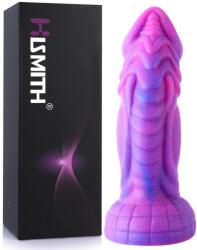HISMITH HSD01 Curved Giant Silicone Purple Starry Animal Dildo Suction Cup 8" Purple-Pink