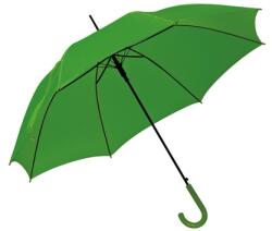 Esernyő automata, hajlított műanyag nyéllel és fém csúccsal, zöld, 108 x 83cm színes fogóval