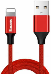 USB töltő- és adatkábel, Lightning, 180 cm, 2000 mA, törésgátlóval, gyorstöltés, cipőfűző minta, Baseus Yiven, CALYW-A09, piros