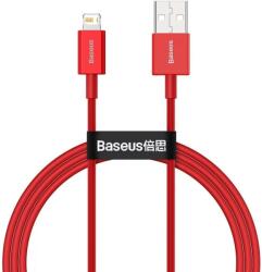  USB töltő- és adatkábel, Lightning, 100 cm, 2400 mA, törésgátlóval, gyorstöltés, PD, Baseus Superior, CALYS-A09, piros
