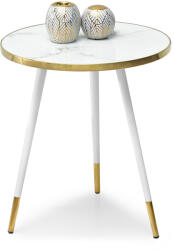 VOX bútor ZOE S dohányzóasztal, fehér márvány, fehér-arany