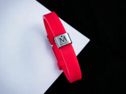 R. M. ékszer MoMents Szeretet levél egyedi medálos MoMents piros színű szilikon karkötő (18423RM)