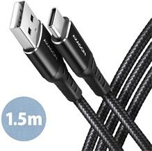 AXAGON BUCM-AM15AB 1, 5m Type C - USB fekete adat- és töltőkábel (BUCM-AM15AB) - bestbyte