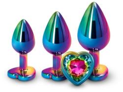NS Novelties Set 3 Dopuri Anale Cu Bijuterie Rear Assets Trainer Kit Rainbow Heart, Multicolor