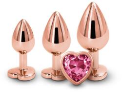 NS Novelties Set 3 Dopuri Anale Cu Bijuterie Rear Assets Trainer Kit Rose Gold Heart, Auriu + Roz