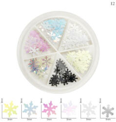  Körömdíszek tárcsában NDO-445-12 forma flitter karácsony hópihe