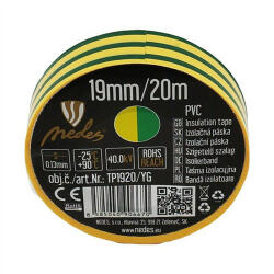NEDES Szigetelőszalag PVC 19mm/20m sárga/zöld - TP1920/YG (NDS-TP1920-YG)