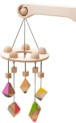 Mobbli Carusel patut bebelusi Mobile, cu 5 jucarii colorate corpuri geometrice, lemn, Mobbli