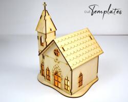 Handmade Decorațiune de Crăciun - Biserică de lemn cu led