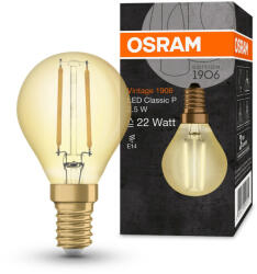 OSRAM Vintage P E14 LED 2, 5W 220lm 2400K, borostyán - 22W izzó helyett (4058075290815)