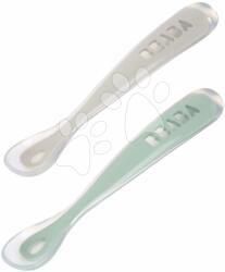 Beaba Lingurițe ergonomice 1st Age Silicone Spoons Beaba Grey & Sage din silicon pentru alimentatie independentă 2 bucati de la 4 luni (BE913552)
