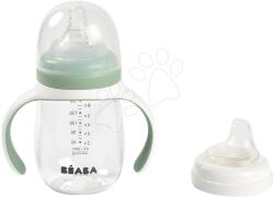 Beaba Tanuló ivó palack Bidon 2in1 Training Bottle Beaba Sage Green 210 ml zöld 4 hó-tól BE913531 (BE913531)