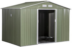 Aosom Horganyzott acél kerti kis ház alappal kerti fészer szerszámos kamra ház 277x191x192 cm