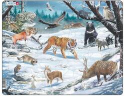 Larsen Puzzle maxi Animale salbatice din Siberia, orientare tip vedere, 66 de piese, Larsen EduKinder World