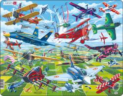 Larsen Puzzle Maxi tipuri de Avioane 64 piese, Larsen EduKinder World