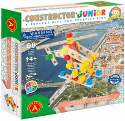 Alexander Toys Set constructie 68 piese din lemn Constructor Junior- Elicopter, Alexander EduKinder World