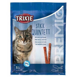 TRIXIE Stick Quintett Whit Lachs und Forelle - jutalomfalat (lazac, pisztráng) macskák részére 5x5g