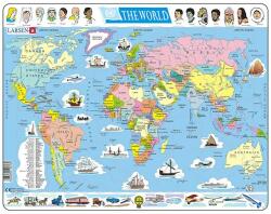 Larsen Puzzle maxi Harta politica a lumii, orientare tip vedere, 107 piese, Larsen EduKinder World Puzzle