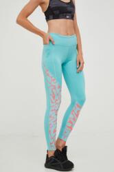 Reebok leggins de alergare femei, culoarea turcoaz, cu imprimeu 9BYY-LGD03D_66X (HK4759)