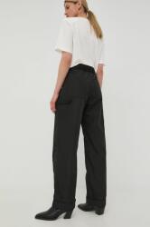 Herskind pantaloni femei, culoarea negru, lat, high waist MBYY-SPD00R_99X