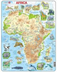 Larsen Puzzle maxi Harta Africii cu animale, orientare tip portret, 63 de piese, Larsen EduKinder World Puzzle