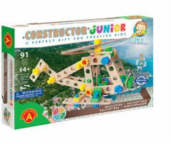 Alexander Toys Set constructie 80 piese din lemn Constructor Junior- Elicopter 3 in 1, +4 ani, Alexander EduKinder World