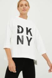 DKNY bluza femei, culoarea alb, cu imprimeu 9BY8-BLD0N6_00A