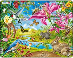 Larsen Puzzle maxi Flori si albine, orientare tip vedere, 55 de piese, Larsen EduKinder World Puzzle