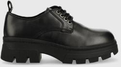 Calvin Klein pantofi de piele Chunky Combat Derby femei, culoarea negru, cu platforma 9BYY-OBD115_99X