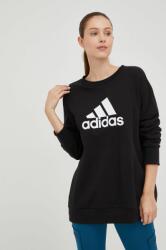 Adidas hanorac de bumbac femei, culoarea negru, cu imprimeu 9BYY-BLD0DU_99X