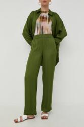 Herskind pantaloni femei, culoarea verde, drept, high waist MBYY-SPD00O_77X