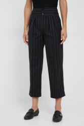 Lauren Ralph Lauren pantaloni de lana femei, culoarea negru, drept, high waist 9BYY-SPD097_99X