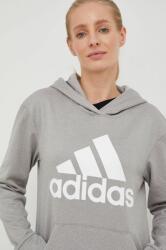 Adidas hanorac de antrenament Big Logo femei, culoarea gri, cu glugă, cu imprimeu 9BYY-BLD0DY_09X