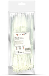 V-TAC fehér, műanyag gyorskötöző 2.5x200mm, 100db/csomag - SKU 11163 (11163)
