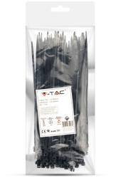 V-TAC fekete, műanyag gyorskötöző 3.5x200mm, 100db/csomag - SKU 11168 (11168)