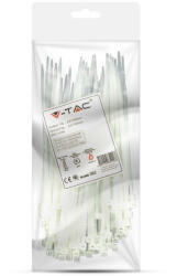 V-TAC fehér, műanyag gyorskötöző 3.5x150mm, 100db/csomag - SKU 11165 (11165)
