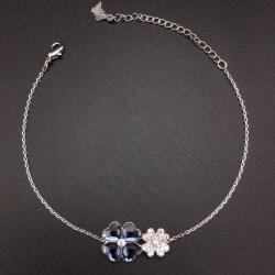  Platinával bevont sötétkék lóhere karlánc Swarovski kristályokkal (0501. ) (1400566-1)