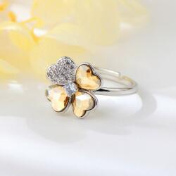  Platinával bevont állítható lóhere gyűrű pezsgőszínű Swarovski kristállyal (0807. ) (G700042E08Y)