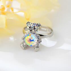  Platinával bevont állítható maci gyűrű színjátszó Swarovski kristállyal (0799. ) (G700036E09Y)
