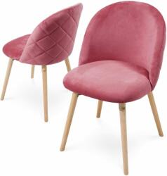 Miadomodo Set de 2x scaune de masă din catifea, roz (ESST05rs02ER)